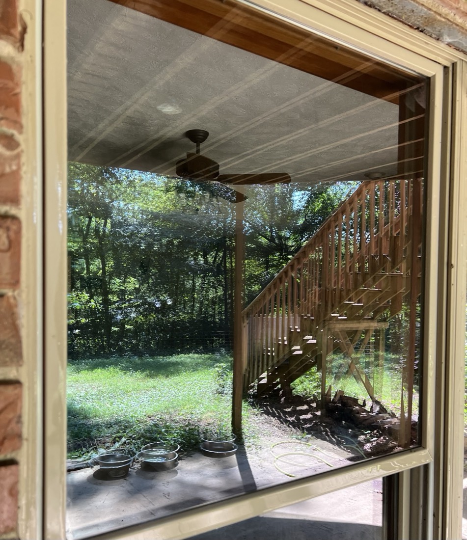 Crystal-clear window with an unobstructed view of the back deck
